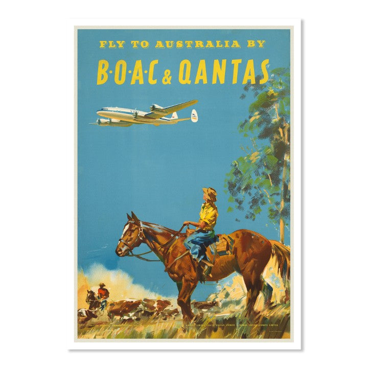 Fly to Australia by British Overseas Airways Corporation and QANTAS