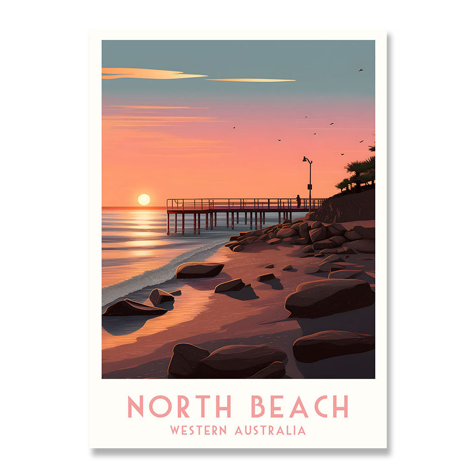 North Beach Western Australia Modern Travel Poster