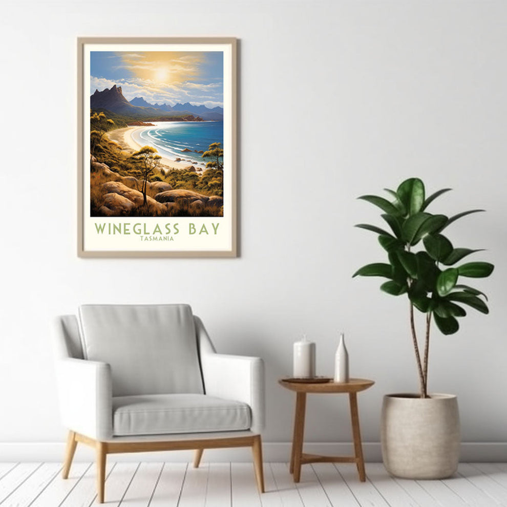 Wineglass Bay Tasmania Poster Modern Coastal Wall Art – Travel Posters